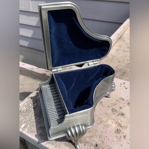 Silver Metal Piano Trinket Box